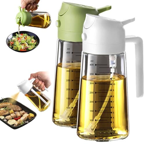 TrendPlain オイルスプレー 料理用 470ml - 2in1 油 スプレー ボトル & ディスペンサー キッチンガジェット エアフライヤー サラダ バーベキュー用 ホワイト＆グリーン（Amazon）