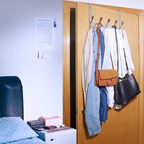 Webi SHY-MHGG05LG1 Over The Door Hook Door Hanger Hook Rack With 5 Tri Hooks For Hanging Coats, Over The Door Towel Rack Towel Hanger Door Coat Hanger Over Door Coat Rack thumb #1