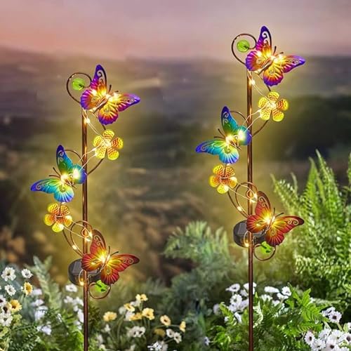 Bobbird Solar Garden Lights Butterfly - Outdoor Waterproof Metal Butterfly Decorative Stake Lights for a Magical Garden Ambiance