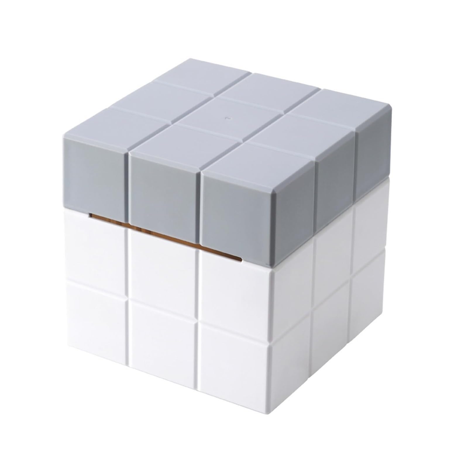 Couvercle de boîte à mouchoirs cube magique plastique rigide design gris