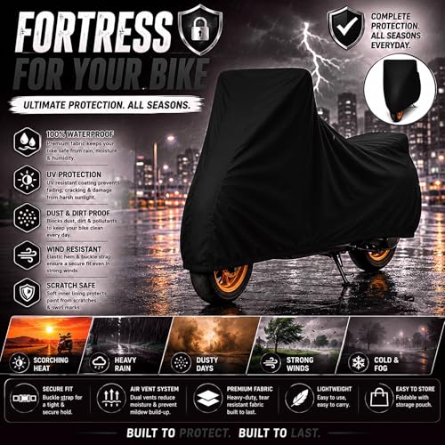 Image of Scooty Body Cover for TVS NTorq 125 Waterproof & Dustproof Scooter Cover UV Resistant, Heat Resistant & All Weather Protection Heavy Duty Triple Stitched Two Wheeler Cover (Black)