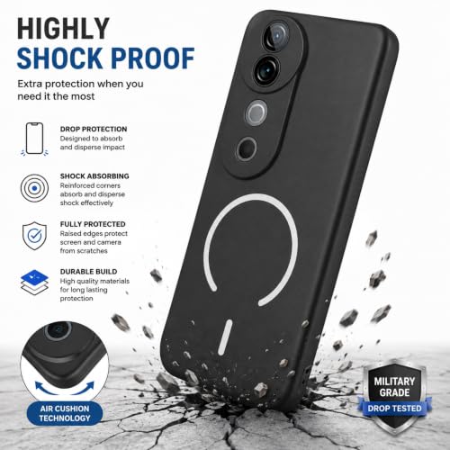 Image of SBMS Silicone Back Cover Case for Vivo V40 5G / V40 Pro / T3 Ultra | Soft Micro-Fibre Lining Inside | Magsafe Print On Back Side Camera Protection Bump | Shockproof Case Vivo V40 (Black)