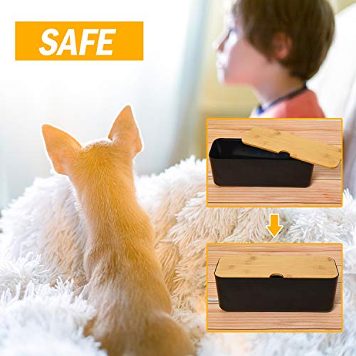 Rocinha Small Cable Management Box to Hide Cords and Power Strip, Desk Cord Organizer to Storage Wires Behind TVs, Computers, Cable Organizer Box for Home Kitchen, Office(Black)
