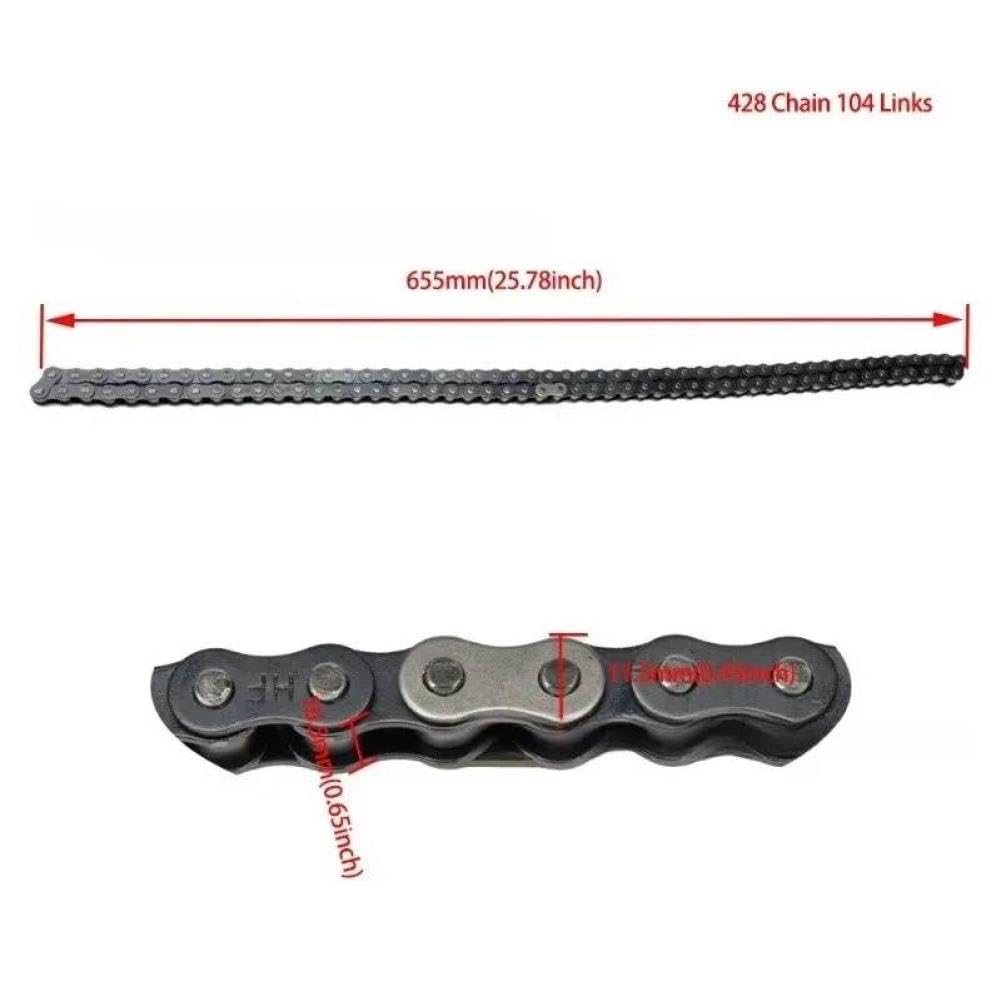 Catena di trasmissione in metallo 100 maglie 110 maglie 120 maglie 132 maglie compatibile con moto ATV Quad Pit Bike Go Kart(428-104)