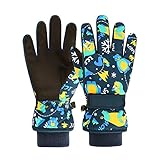 7-mi Kids Winter Gloves,Children Snow Ski Warm Waterproof Long Cuff Mittens for Boys Girls Cold Weat