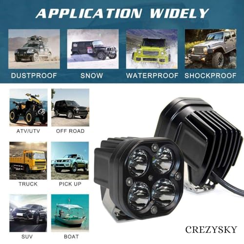 CREZYSKY 80W Yellow-White LED Fog Light, 4 LED, Pack of 2 - Image 2