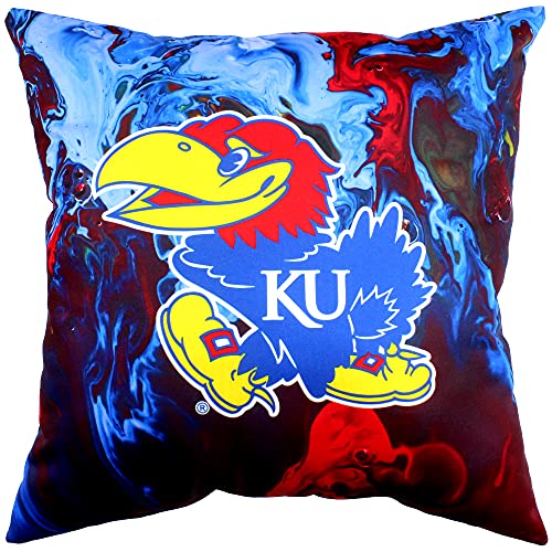 Image of Kansas Jayhawks 2 Sided Color Swept Decorative Pillow, 16 inch, Made in The USA