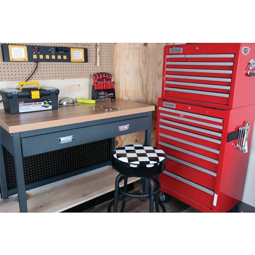 Image of Performance Tool W85023 28-1 /2-Inch Checkerboard 360 Degree Swivel Stool, Heavy Duty Steel Frame Is Perfect for Home, Bar and Shop