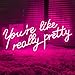 Neon Signs You Are Like Really Pretty-Transparent Acrylic with Dimmers Light Up Lights Signs Indoor Decor Room Wall Led Neon Sign 25.5Ã—11.8 IN Christmas Party Wedding Girl Boy Living Room Office Pink