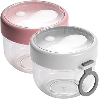 LIFKOME 2pcs Capacity Overnight Oats Containers with Spoons Leak Breakfast Cups for Healthy Meal Prep Portable Oatmeal Jars for Family Use