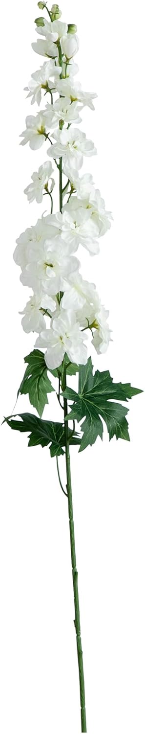 Nearly Natural 39-in Artificial Delphinium Flower Stems, Set of 3 Long Stem Artificial Flowers for Home or Office Décor, Faux Delphinium Flower Stems in White for DIY Decoration