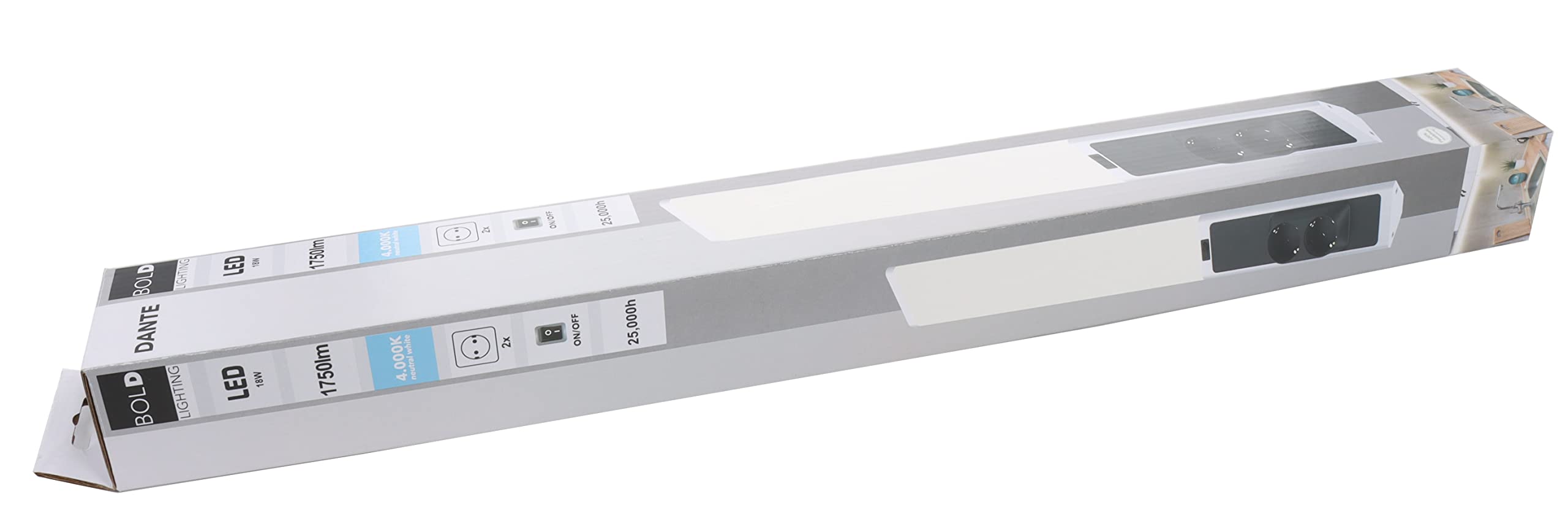 Bold Luminaria LED para Debajo del Armario de Cocina con 2 Tomas (1750 lúmenes | 18 W | 4000k Blanco Neutro | IP20 | 60 cm de Longitud)