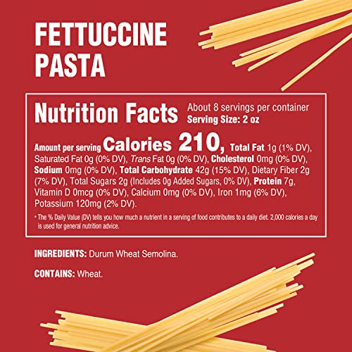 Image of Rao's Homemade Fettuccini Pasta, 16oz, Traditionally Crafted, Premium Quality, From Durum Semolina Flour, Traditional Bronze Die Cut, Imported from Italy (Pack of 2)