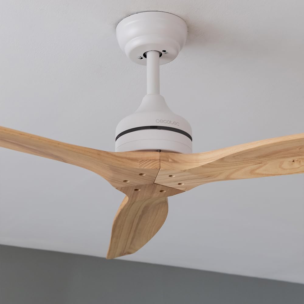Cecotec - Wentylator sufitowy EnergySilence Aero 5270 WhiteWood - Silnik 40W DC, Średnica 132 cm, Sterowanie, Timer, 6 prędkości, Lato i zima, Regulacja wysokości 15 lub 25 cm, Cichy