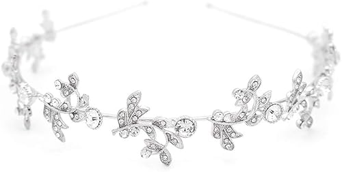 Cezesuja Diadema de diamantes de imitación, tiara de novia, corona para fiesta, aro para el pelo de mujer, diseño de flores simples, accesorios para