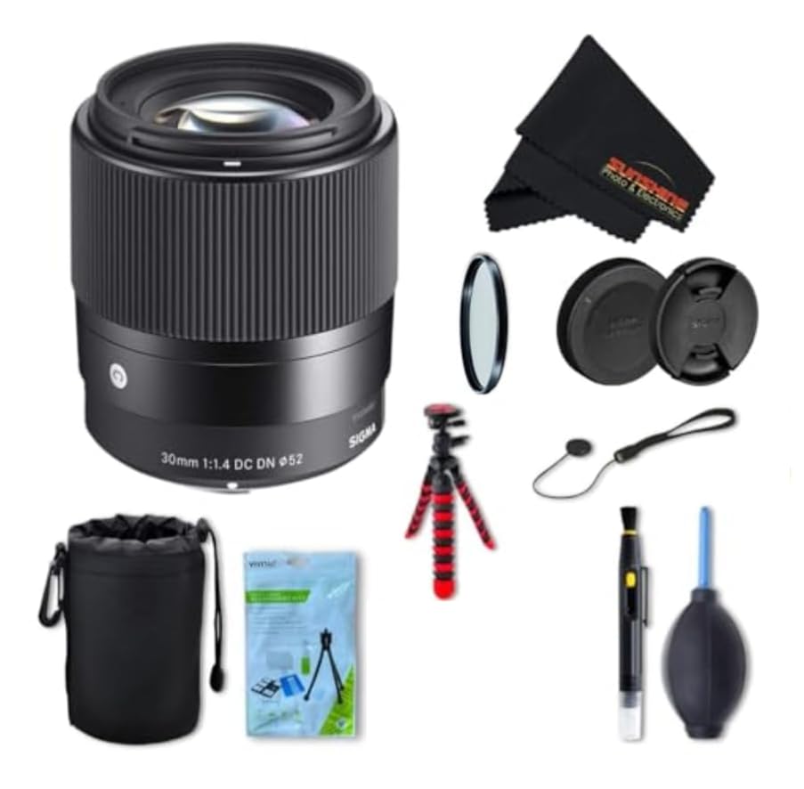 Image of Sigma 30mm f1.4 Contemporary DC DN Lens for Sony E with Sunshine Photo Professional Bundle - 4 Years USA Manufacturer Warranty