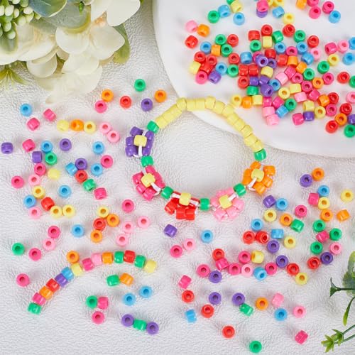 SUNNYCLUE 800Pcs Plastic Seed Beads 6mm Seed Beads Bulk Mini Small Pony Opaque Red Green Blue Pink Craft 4x6mm Colored for Jewellery Making Beading Kits DIY Bracelets Keychain - Image 4