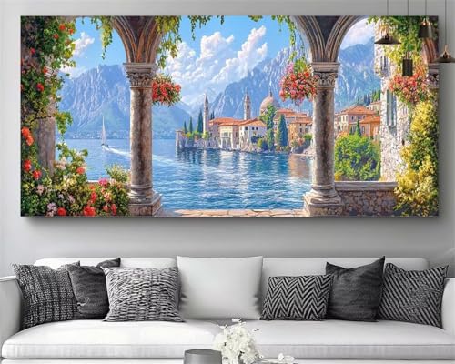 Diamond Painting XXL Mer et Ville 100x300cm Broderie Diamant Complet
