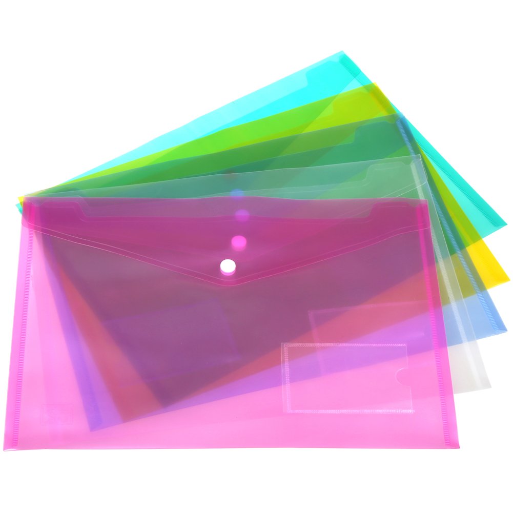 H&S 30pcs A4 Plastic Wallets Folder Foolscap Document Files Popper