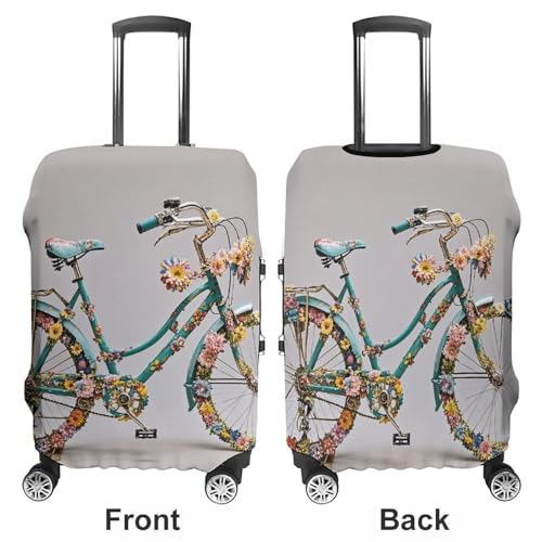 Flower Bicycle Suitcase Covers Luggage Protector - Travel Elastic Baggage Case Protective, Washable Anti-scratch Large Suit Case Cover for Suitcases Fits 19-32 Inch Luggages XL3