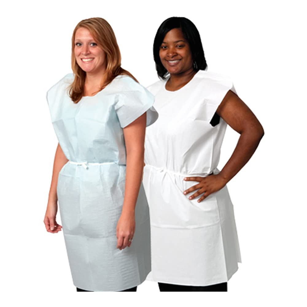 Pro Advantage NDC P750333 Exam Gown with Traditional Front/Back Opening, 3-Ply Tissue, White, 30