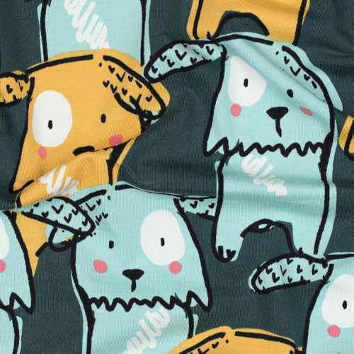Baumwolljersey DOGS – Jersey Stoff mit Hunden – 2 Farben – 50 cm Einheiten – OEKO-TEX® Klasse 1 – Meterware (dark green)
