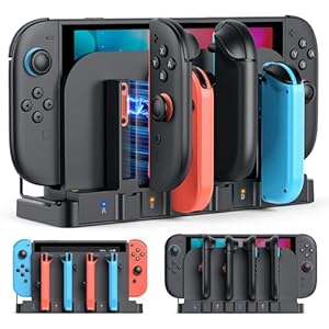 FASTSNAIL 8-in-1 Charging Dock for Nintendo Switch 2 2025 & Original & OLED Joycon, Dual-Direction Magnetic Fast Charger Station for Switch 2 Controller Accessories with LED Indicator, Charging Cable