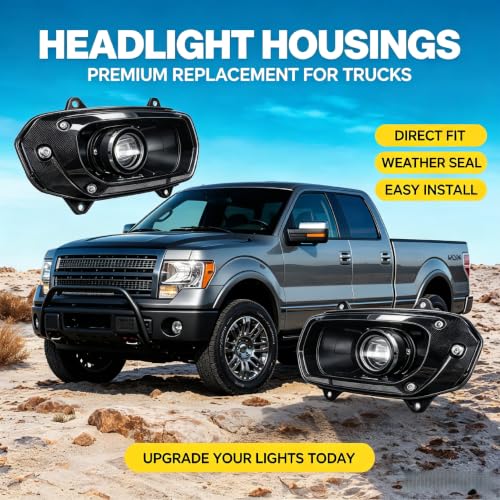 Image of Termitor H11 Focused Headlight Housing Assembly, All-Weather Metal & Glass Light Casing Set, Dual Beam Conversion Enclosure Compatible with H1 Socket Vehicles, 2 Pack