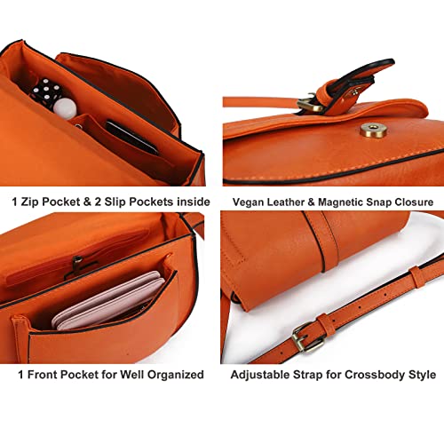 Image of AFKOMST Crossbody Bags for Women,Small Saddle Purse and Boho Cross Body Handbags,Vegan Leather