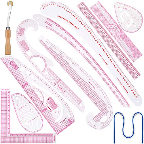 DIY French Curve Metric Ruler Sewing Ruler Curve Shaped Measure Ruler Set Tailor Tool, 12 Style Plastic Curve Stick Pattern Sewing Tools