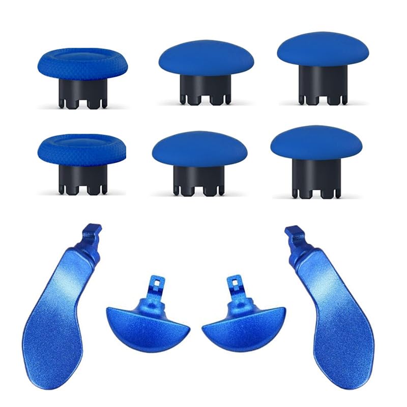 Nasadki na kciuki 10 w 1 i tylne wiosła do kontrolera PS5 Dualsense Edge, 6 szt. wymiennych pałeczek do kontrolera PS5 Dualsense Edge (niebieskie)