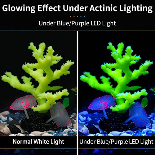 Uniclife Glowing Effect Artificial Coral Plant For Fish Tank, Decorative Aquarium Ornament (Yellow) #TOP3