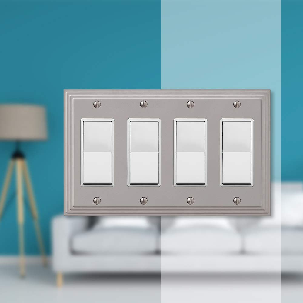 Amerelle 84R4N Steps Cast Metal Four Rocker/GFCI Wallplate