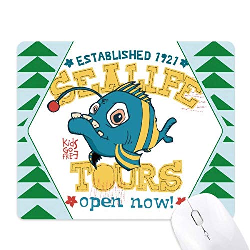 Tapis de souris poisson bleu jaune édition illustration pin vert en caoutchouc durable