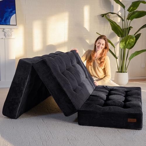 MAXYOYO Colchón Plegable de 2 Plazas, 15 cm de Grosor para Futón Convertible, Sofá Cama Portátil, Colchón para Invitados, Cama Adicional,135x190cm