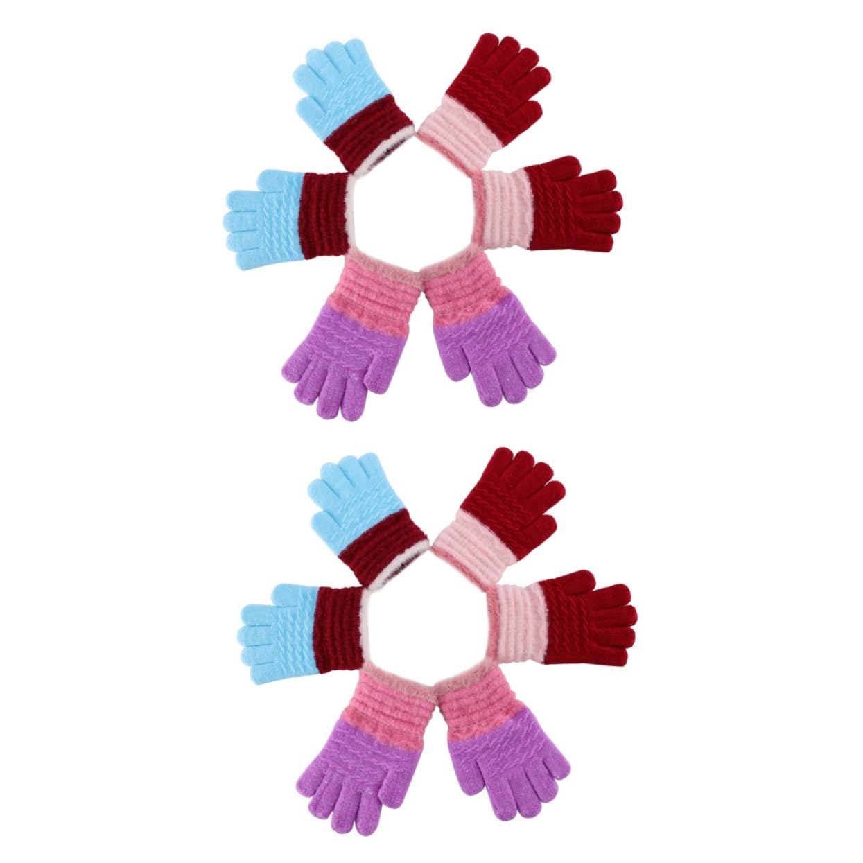SAFIGLE6 Pairs Children's Knitted Gloves Full Finger Mitten Warm Mitten Winter Warm Gloves Warm Gloves Winter