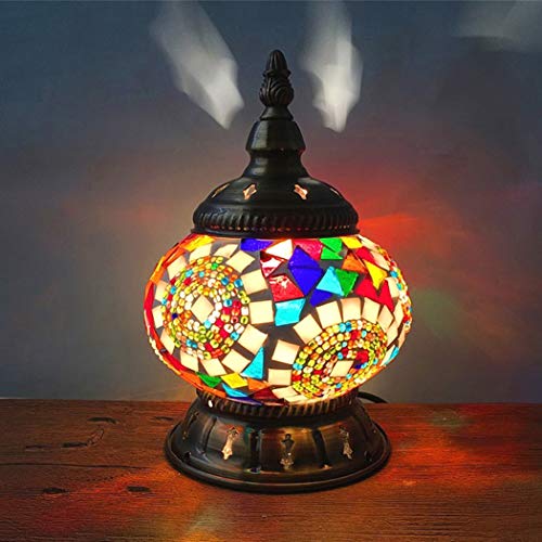 Yjmgrowing Tabla Dormitorio Marroquí Turca Lámpara Hecha A Mano Mosaico Pantalla De Cristal De La Vendimia De Noche Luz De La Noche De Sala Comedor Cafe Bar Hotel Decorativo,I