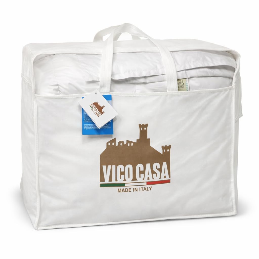 Vico Casa® Piumino letto leggero FIOCCO LIGHT per letto matrimoniale, MADE IN ITALY, in 100% piuma bianca, 1 punto di calore/Piumone matrimoniale 250x200cm, Certificato OEKOTEX