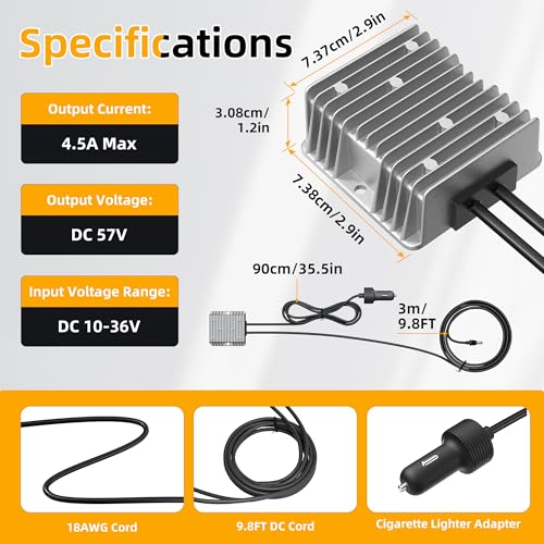 Image of Starlink Gen 3 Step Up Cigarette Lighter Power Adapter,12V /24V to 57V 4.5A Power Adapter with 2M Dual DC Cables,High-Efficiency 10V-36V to 57V Step-Up Converter Power Cord for Starlink Gen3 Router