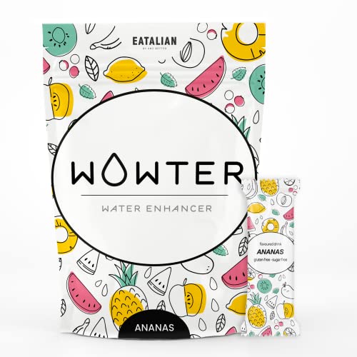 WOWTER by AMZ BETTER, Insaporitore d'Acqua, 12 Bustine di Polvere Solubile per Aromatizzare l'Acqua, Senza Calorie, Senza OGM, Senza Glutine, Senza Zuccheri, Made in Italy, 48 g
