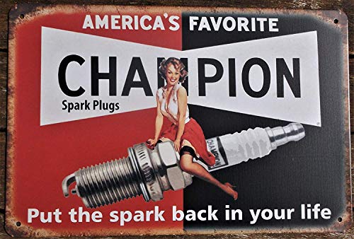 Froy Dfg Champion Spark Plugs Pared Cartel de Chapa Retro Hierro Carte