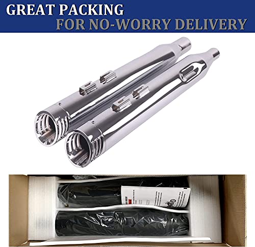 Sharkroad 4" Chrome Slip-On Mufflers For Harley Touring 2017-2023 Street Glide, Road Glide, Road King,Electra Glide, 21Cc #TOP3