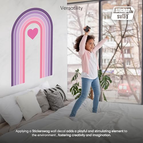 Vinilo Decorativo Corazones Arcoíris Rosa y Púrpura miniatura 2