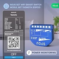 NOUS WiFi Smart Switch Modul mit Tasmota und Leistungsmesser, AC 16A/DC 10A, ESP32, Temp Sensor, Matter & MQTT, 1 Kanal, Trockenkontakte, Kompatibel mit Alexa, Home Assistant, Google Home – Ansicht 2