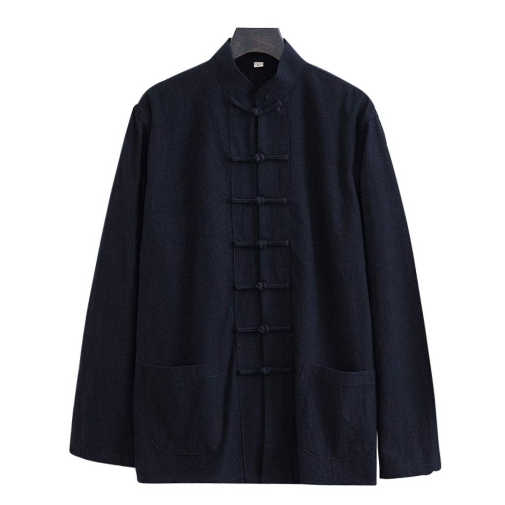 ZHOUXIAO Lâche Tai Chi Uniformes Hommes Chinoise Traditionnelle Kung Fu Vêtements Coton Linge de Linge Chun Vêtements, Travaux à Manches Longues Hanfu Jacket Chemise Costume black-3XL