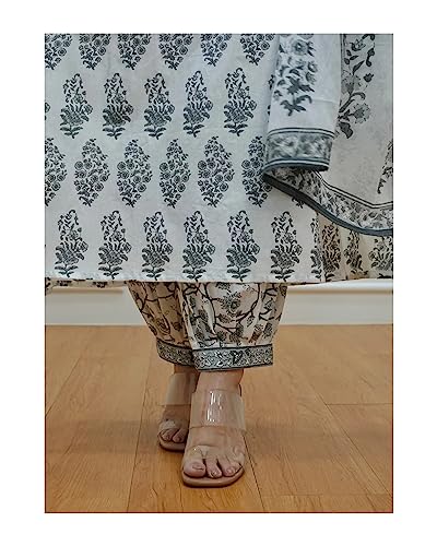 Image of KLOSIA Women's Block Printed Kurta and Pant Set with Dupatta