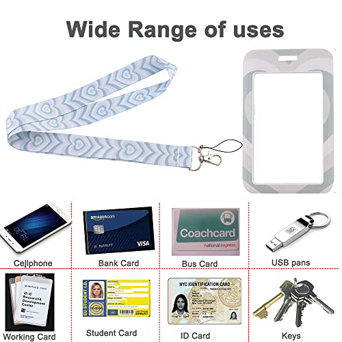 Huapx Lanyard With Id Card Holder,Cute Silky Lanyards Neck Strap Badge Reels Id Holders With Metal Clip For School Students,Teachers,Office Staff,Keys,Wallet,Girls,Women Gift (Love) #TOP5