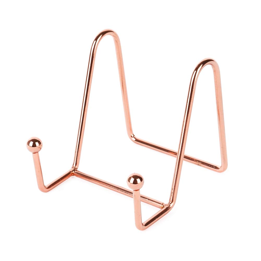 Magazine Holder Rack, Decorative Art Display Stand Portable Easel Desktop Organiser Book Shelf for Home Office Shops, Rose Gold