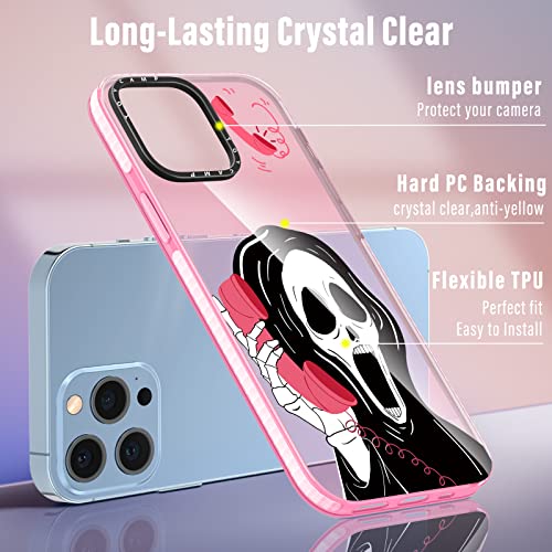 Toycamp For Iphone 13 Pro Max Case, Cute Skeleton Skull Funny Cartoon For Women Girls Girly Boys Men Cute Designed Print Cases With Ring Kickstand Cover For Iphone 13 Pro Max 6.7", Pink #TOP2