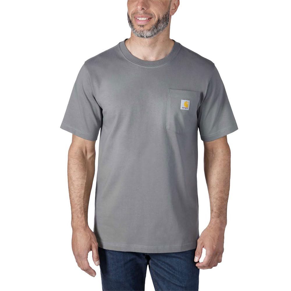 Carhartt Men's Relaxed Fit Heavyweight Short-Sleeve K87 Pocket T-Shirt, Dusty Olive, XL